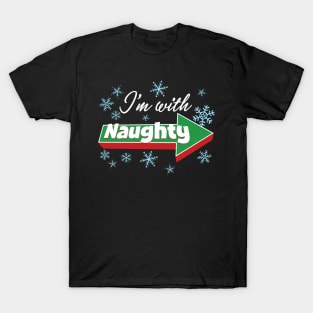 I'm with Naughty - Funny Couples Christmas graphic T-Shirt